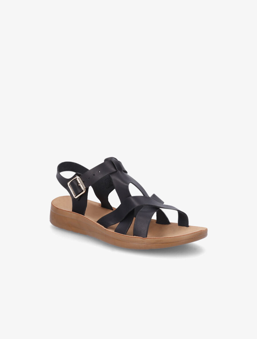 Nu-pieds croisés en simili - Noir - 2
