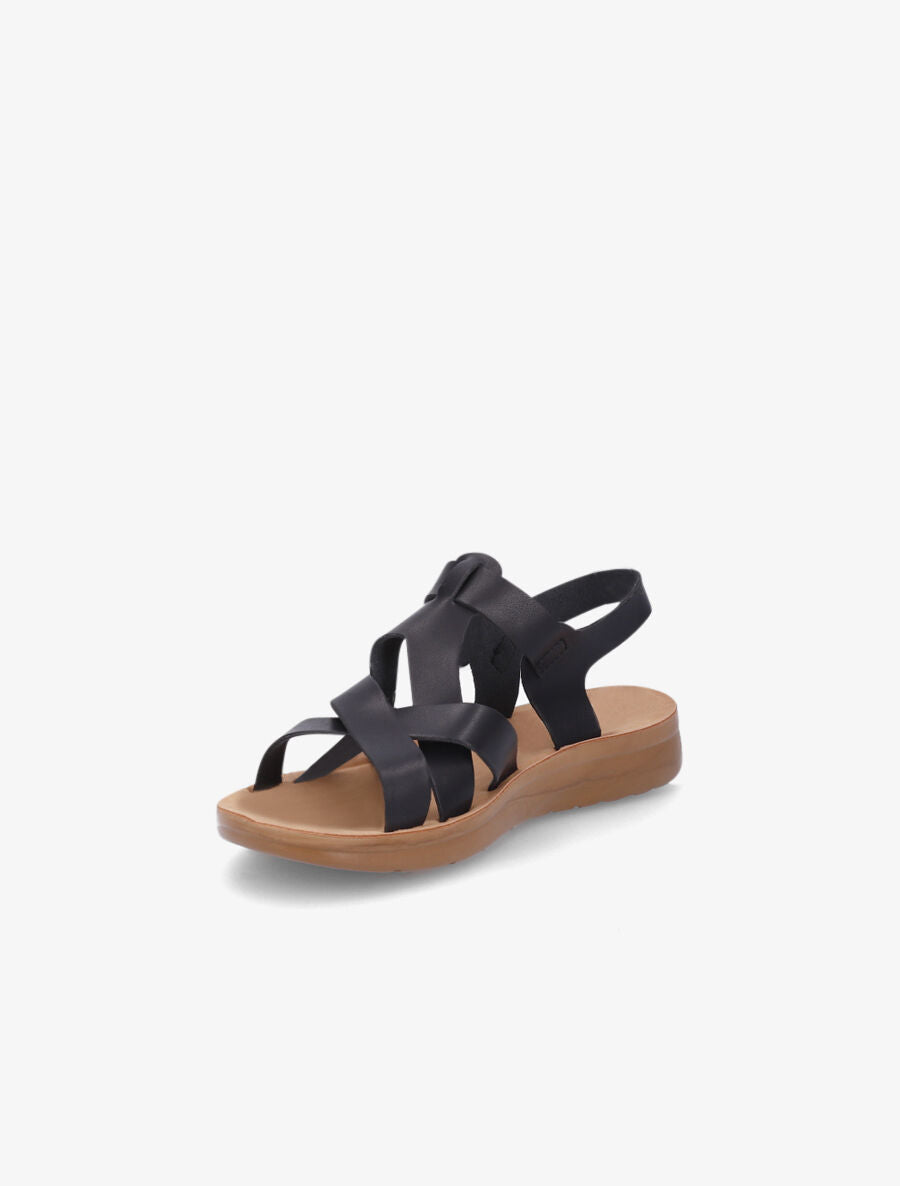 Nu-pieds croisés en simili - Noir - 3