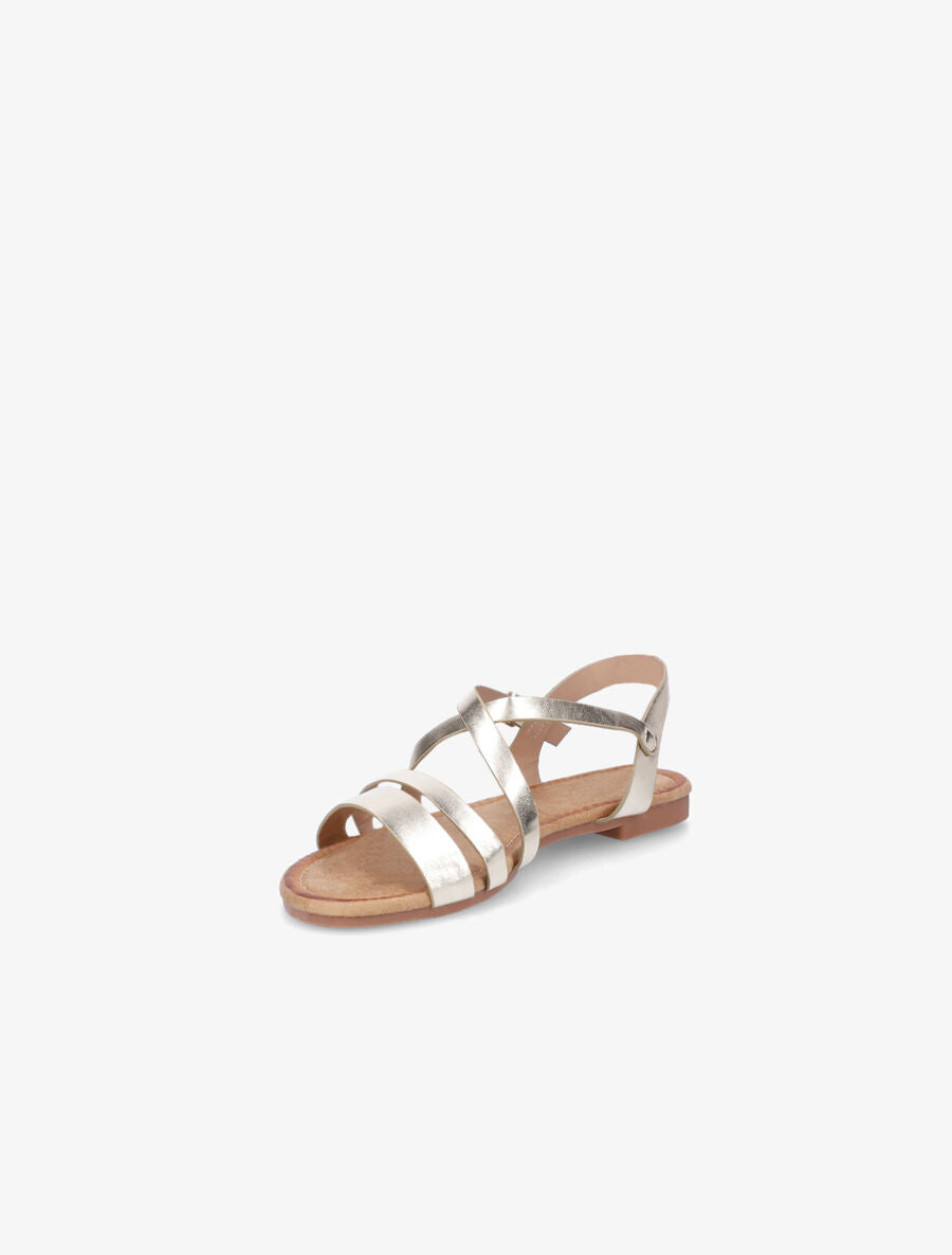 Nu-pieds en simili à brides croisées - Or - 3