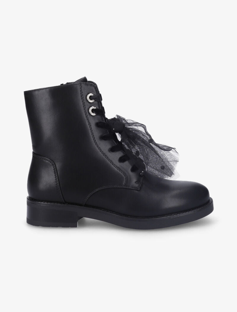 Bottines à détail noeud en tulle - Noir - 2