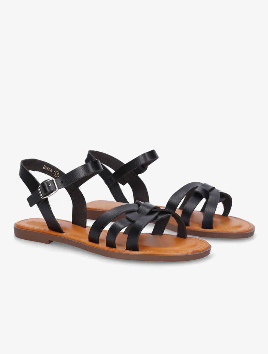 Nu-pieds plats classiques en simili - Noir - 4