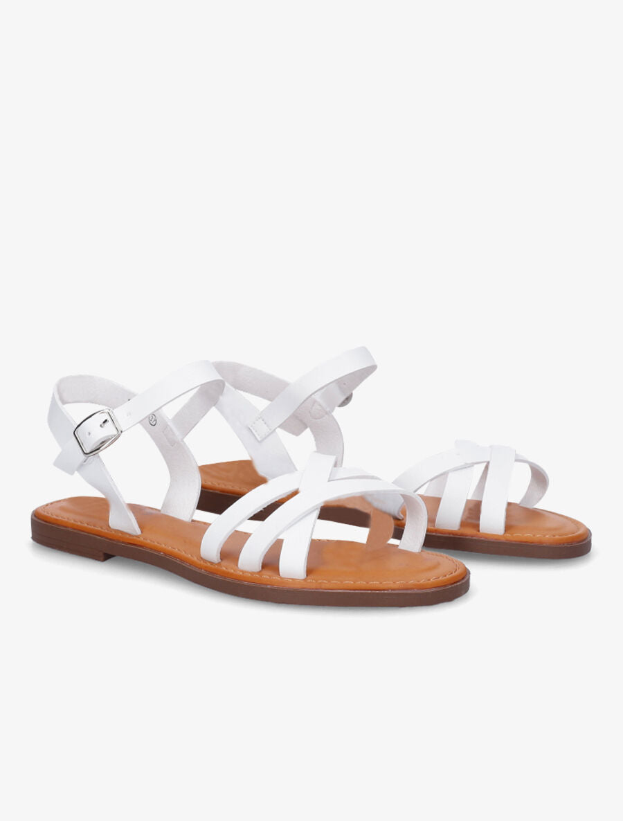 Nu-pieds entrelacés en simili - Blanc - 4