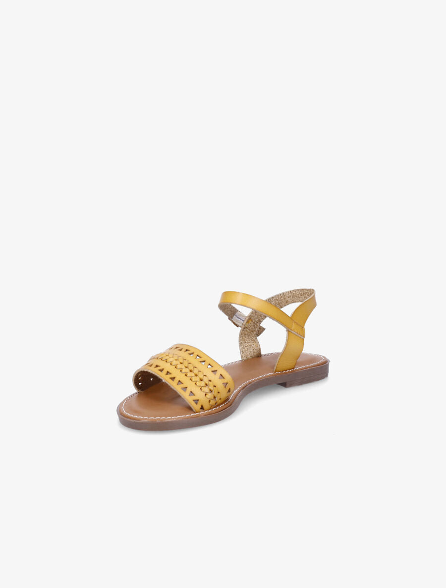 Nu-pieds en simili ajouré - Jaune - 3