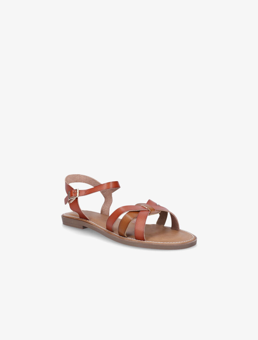 Nu-pieds basiques en simili - Camel - 2