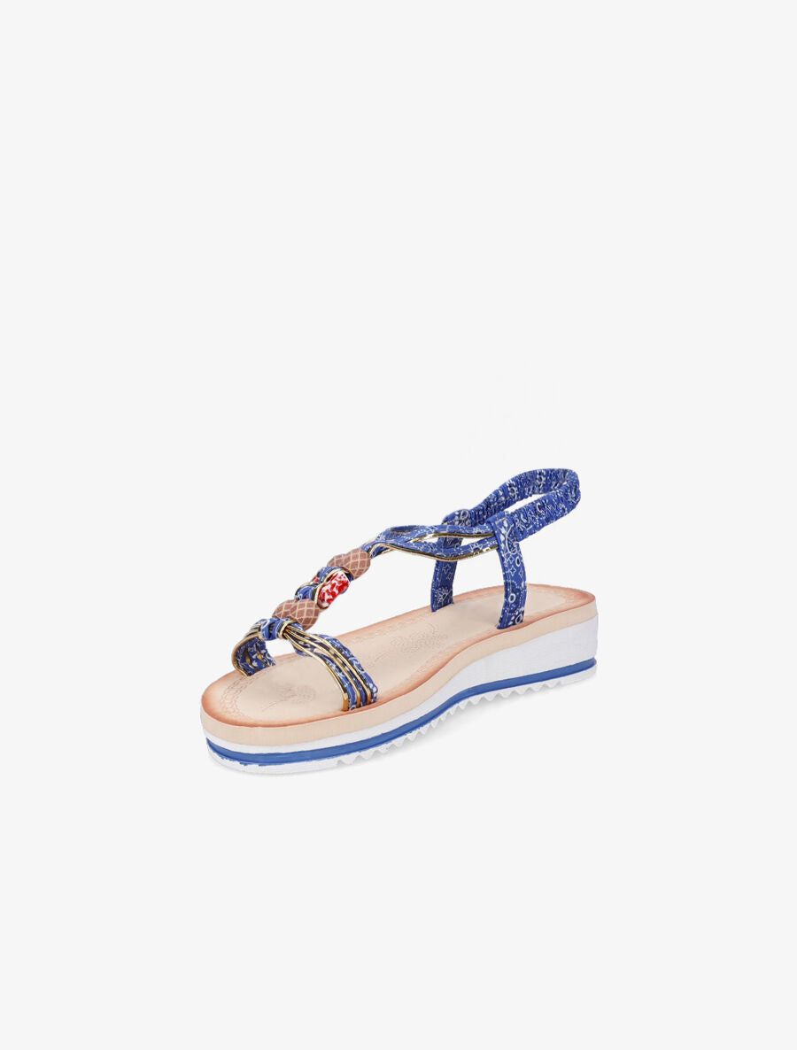Nu-pieds imprimés à perles - Bleu - 3
