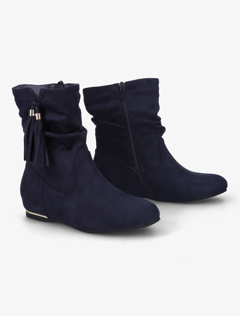 Bottines suédées à pampilles - Bleu marine - 1