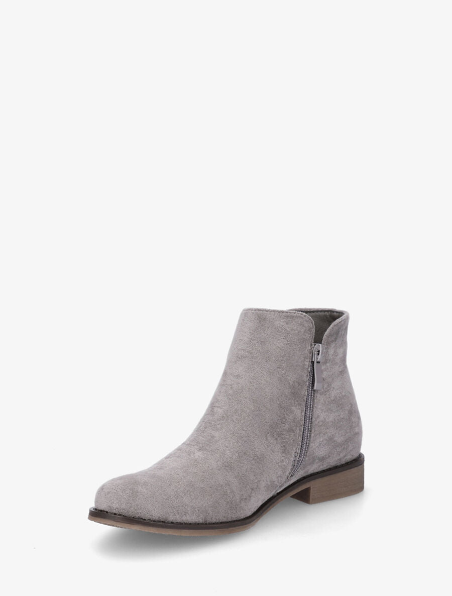 Bottines plates en suédine à double zips - Gris - 3