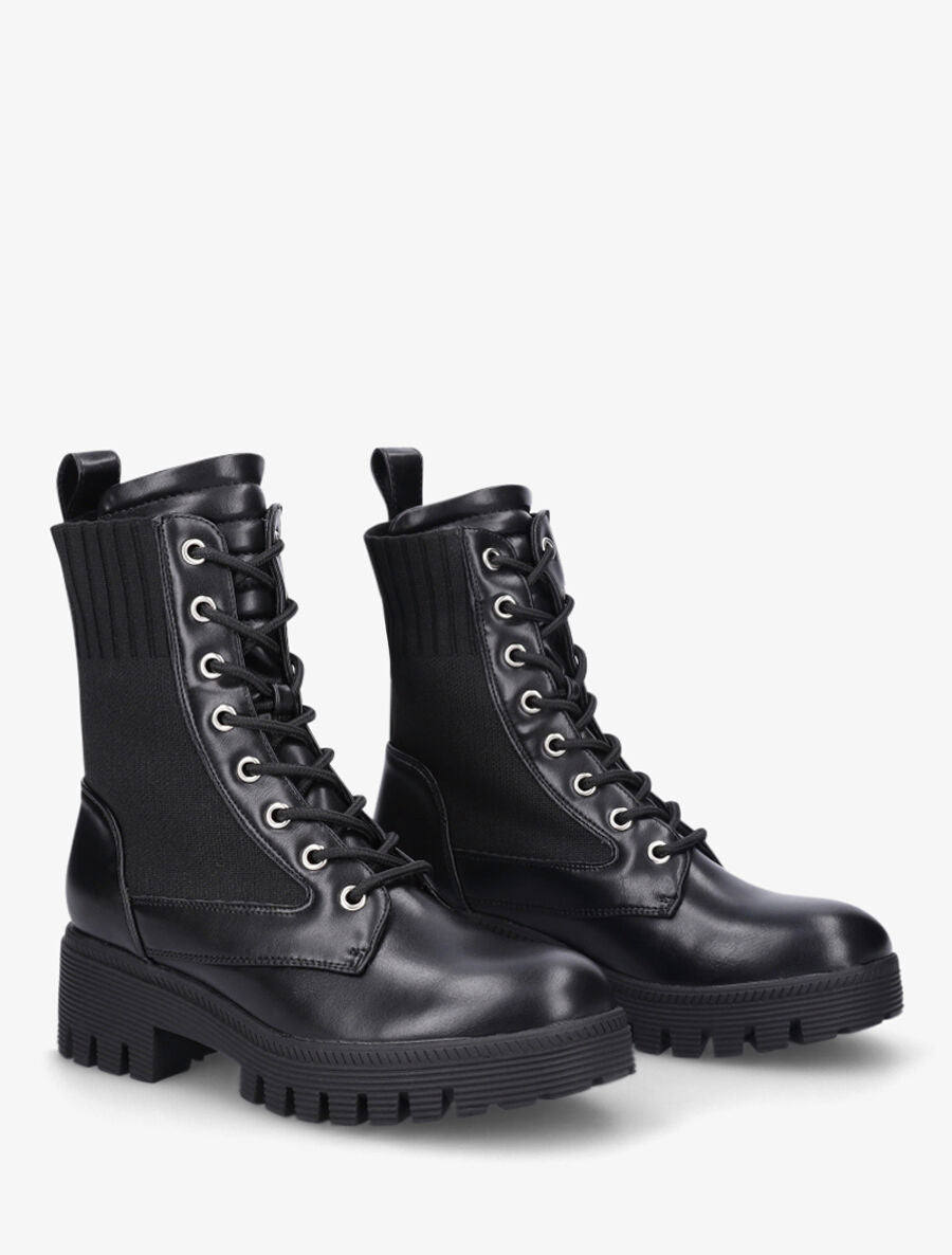 Bottines bi-matière à lacets - Noir - 4