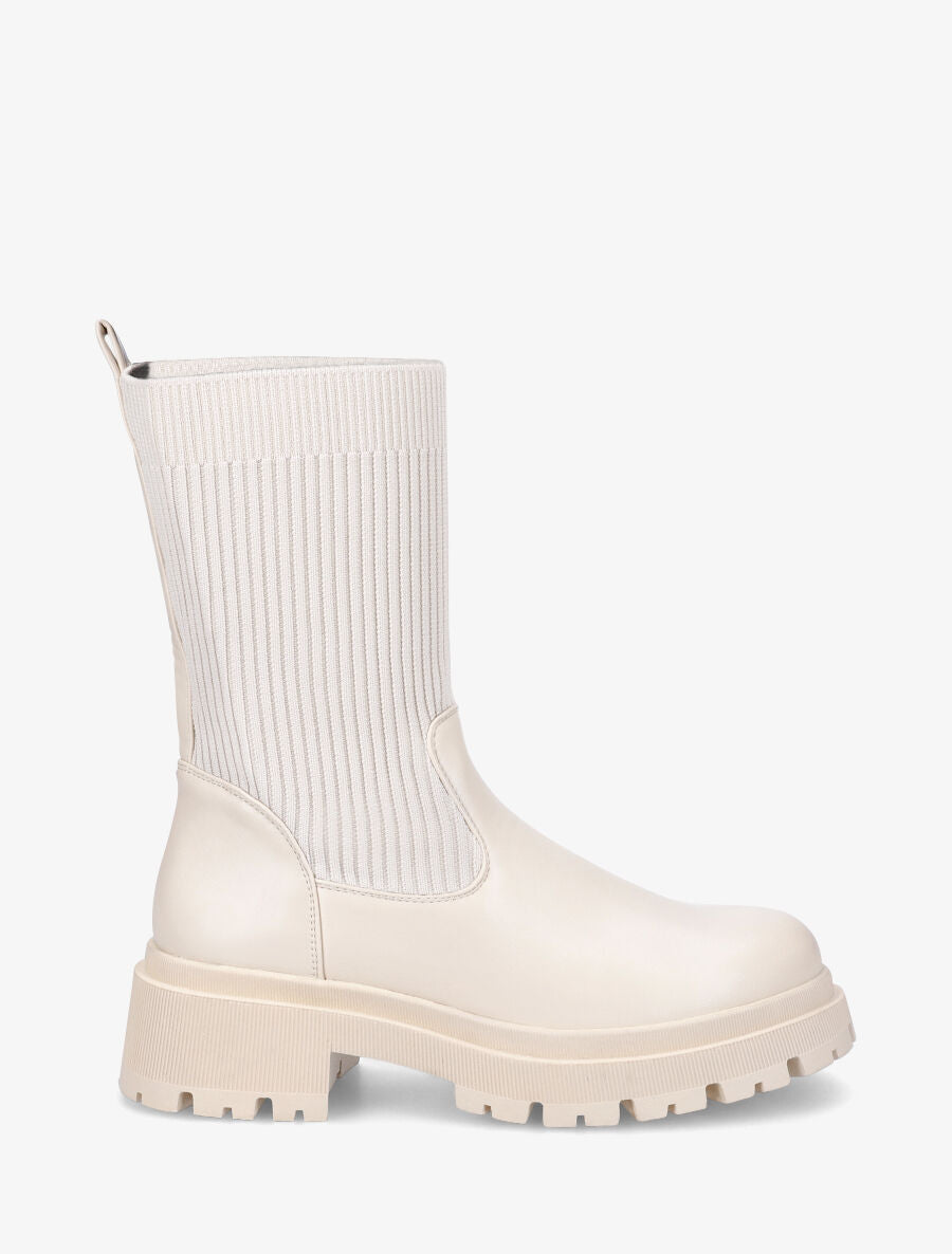 Bottines style chaussettes - Beige - 1
