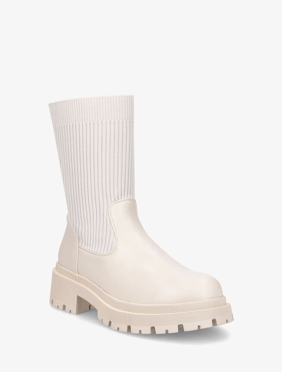 Bottines style chaussettes - Beige - 2