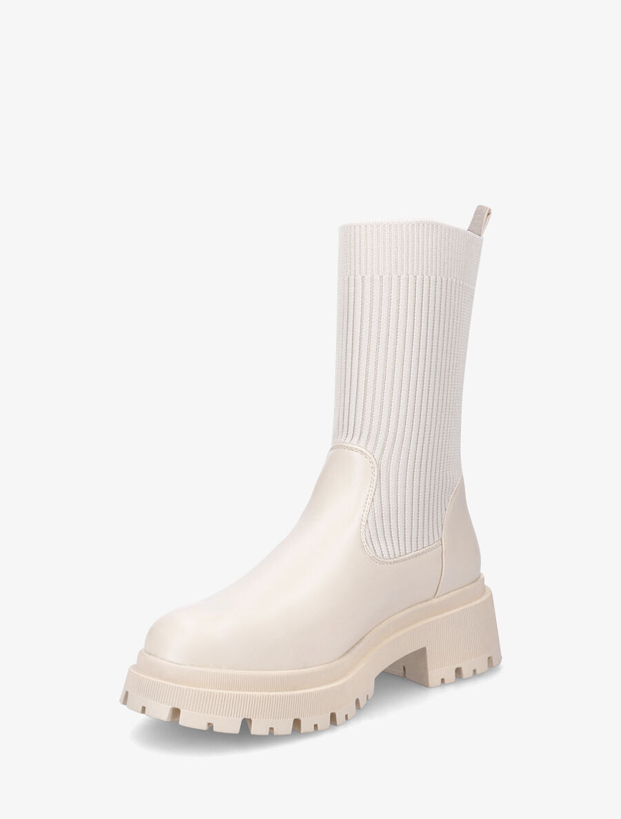 Bottines style chaussettes - Beige - 3