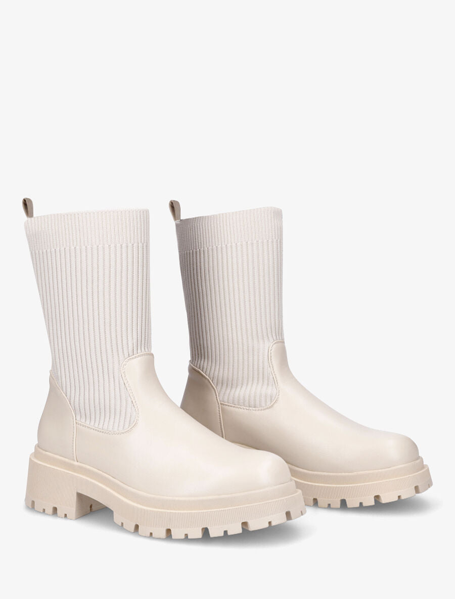 Bottines style chaussettes - Beige - 4