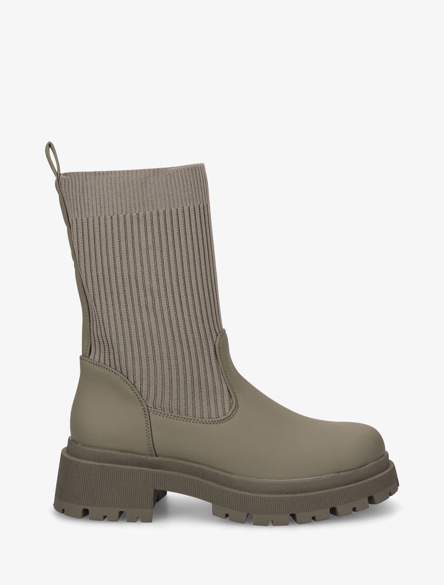 Bottines style chaussettes - Kaki - 1