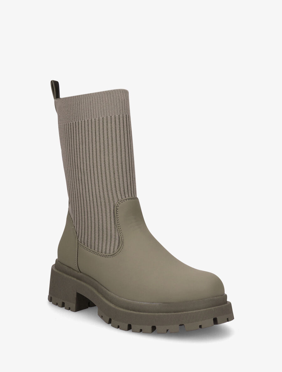 Bottines style chaussettes - Kaki - 2