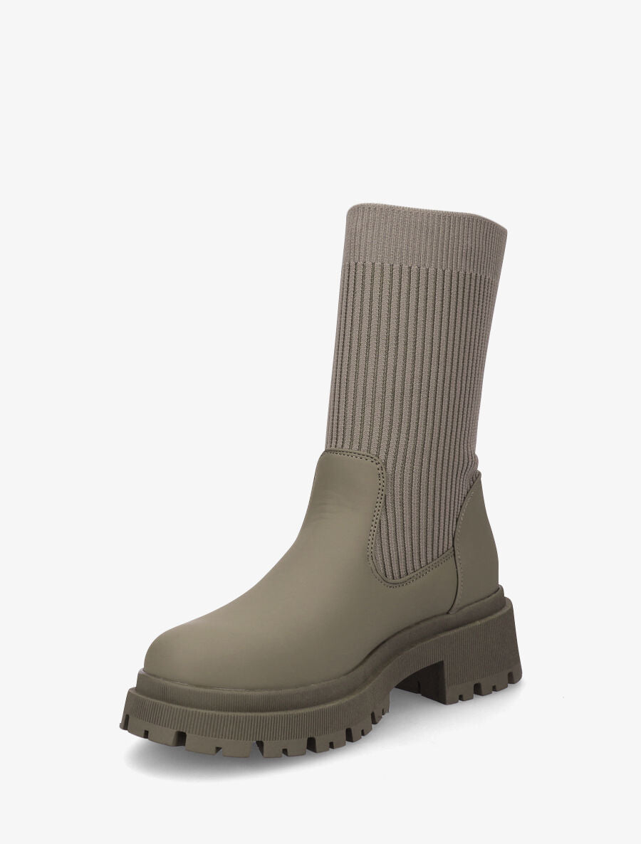 Bottines style chaussettes - Kaki - 3