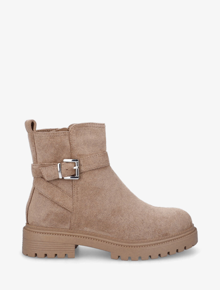 Boots plates en suédine - Camel - 5