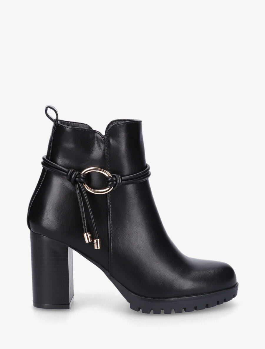 Bottines à talon en simili - Noir - 1