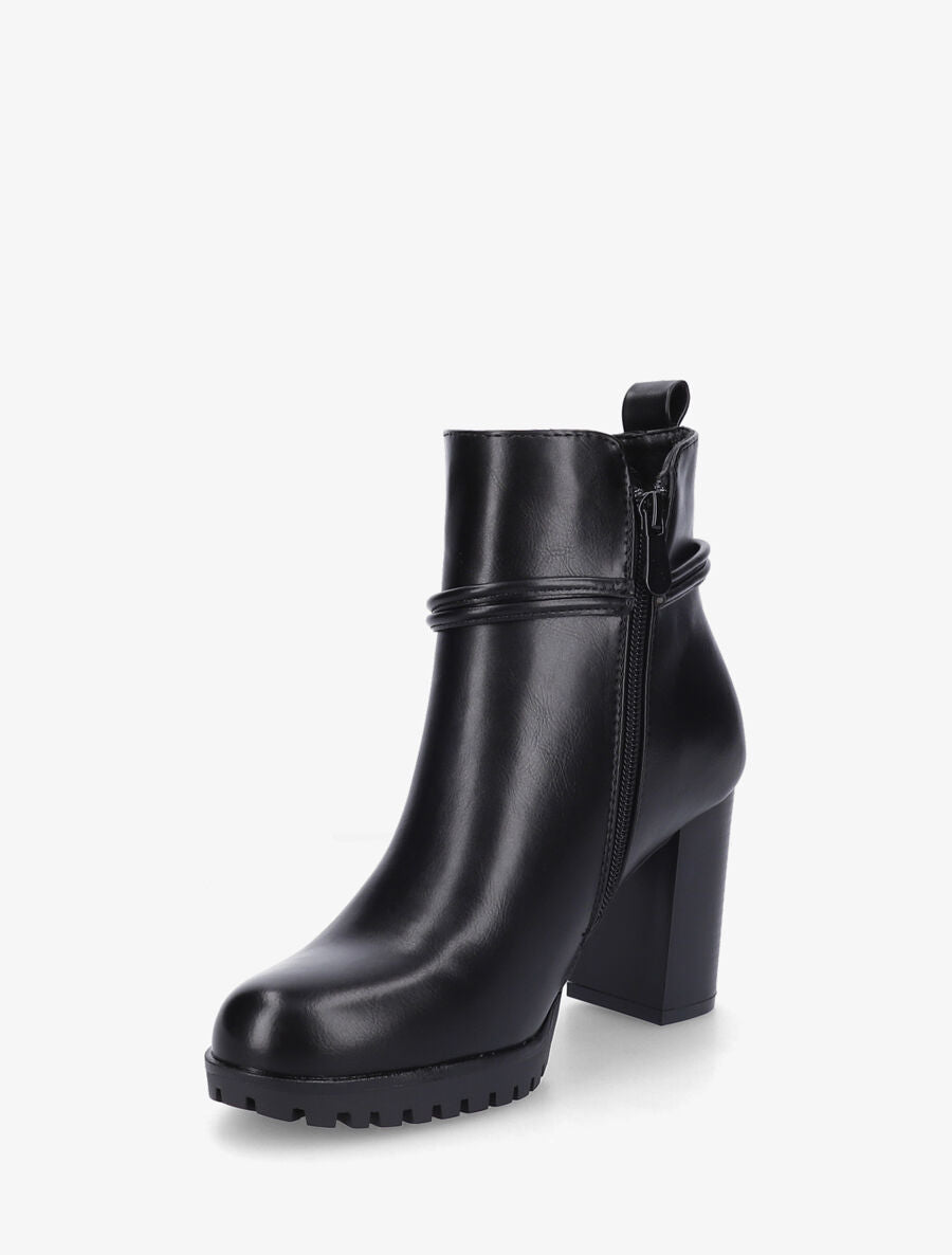 Bottines à talon en simili - Noir - 3