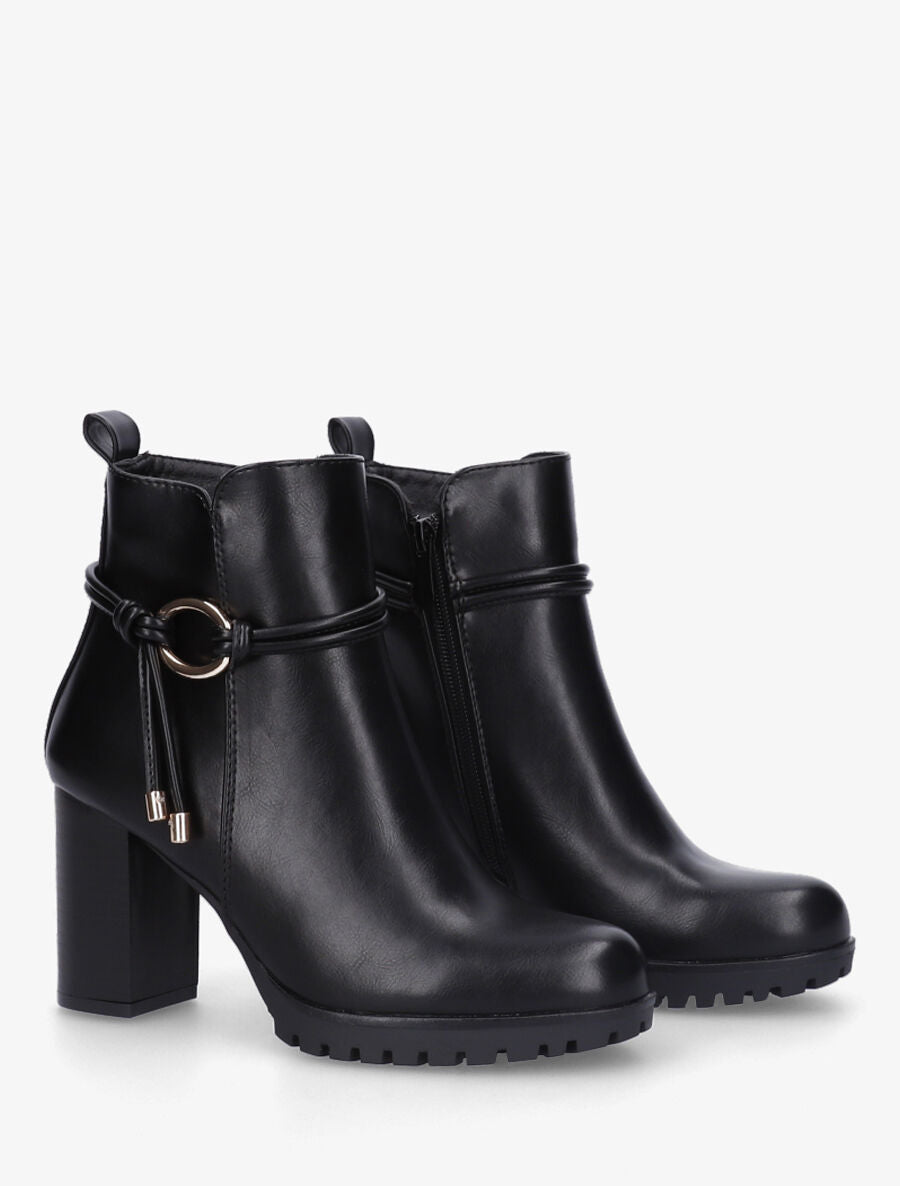 Bottines à talon en simili - Noir - 4