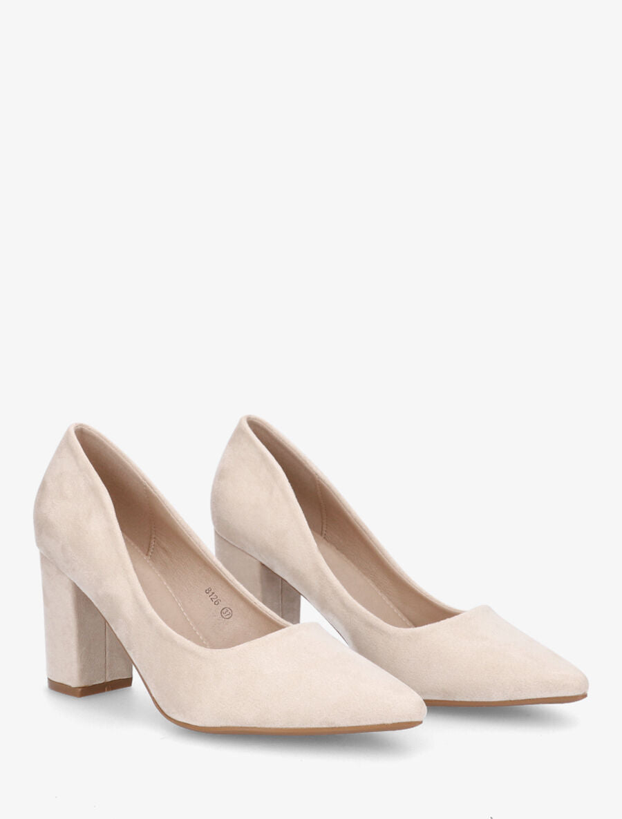 Escarpins pointus en suédine - Beige - 4
