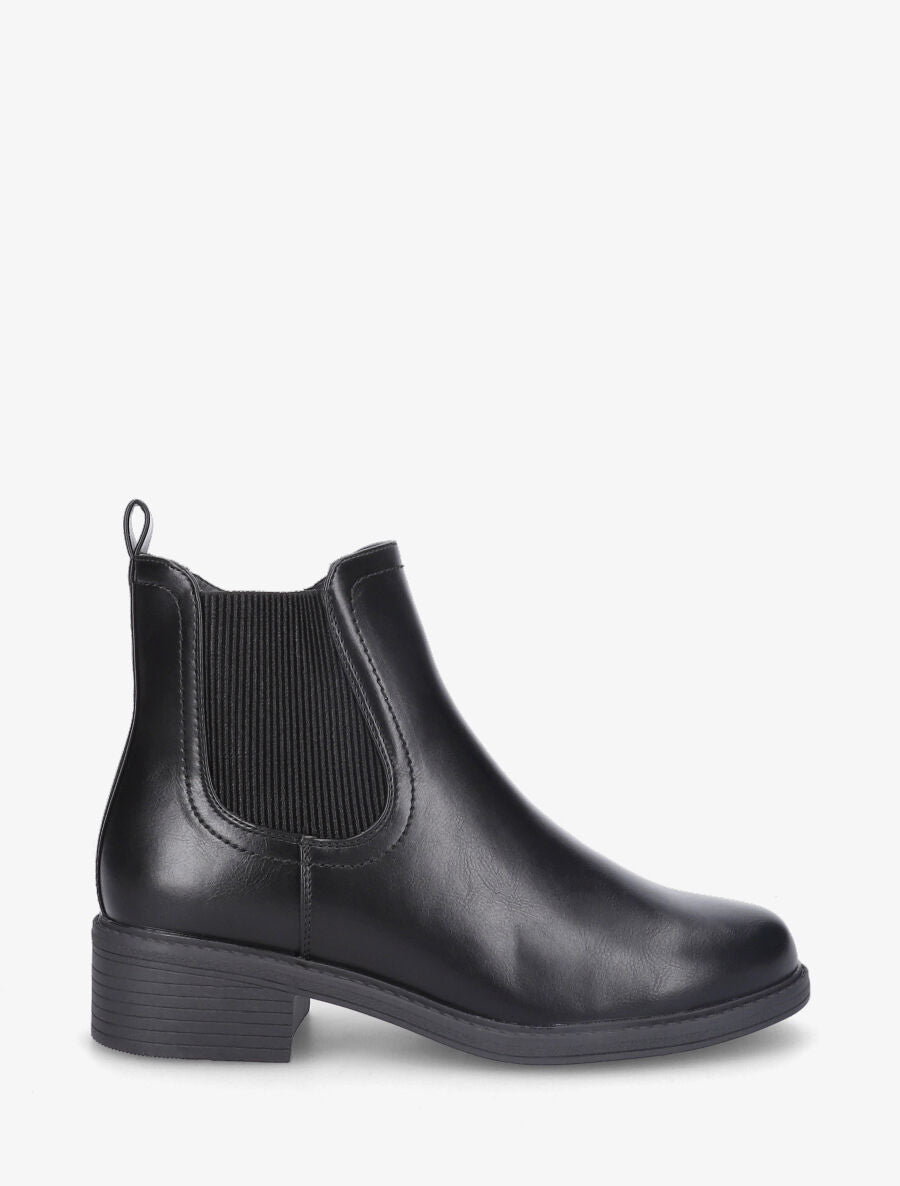 Bottines plates en simili effet patiné - Noir - 5