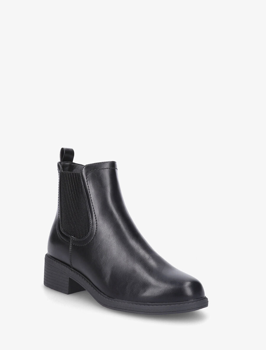 Bottines plates en simili effet patiné - Noir - 2