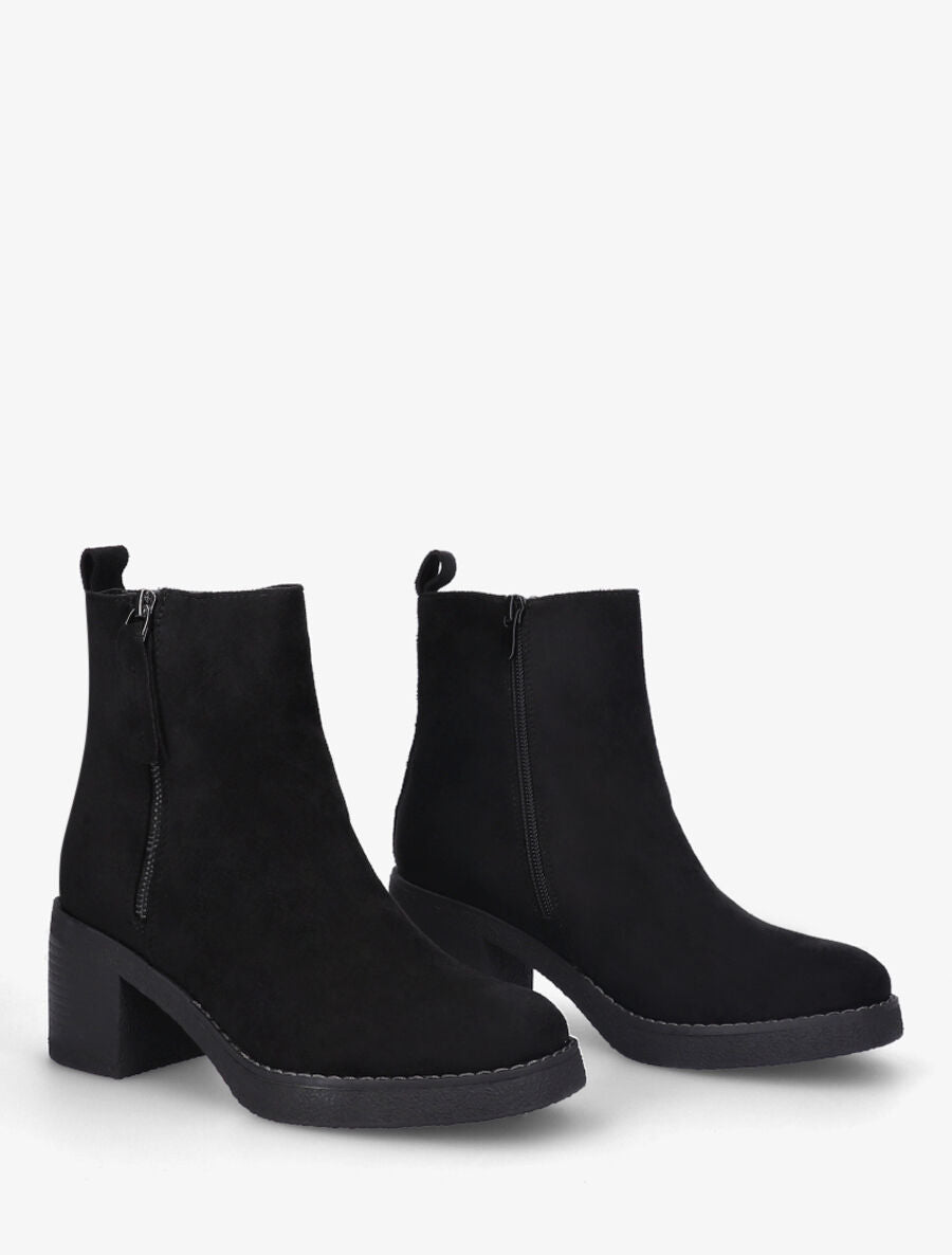 Bottines en suédine mi-haute à zip - Noir - 4