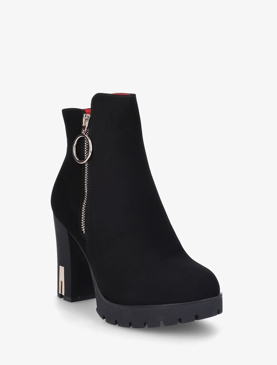 Bottines à talon haut et zip - Noir - 2
