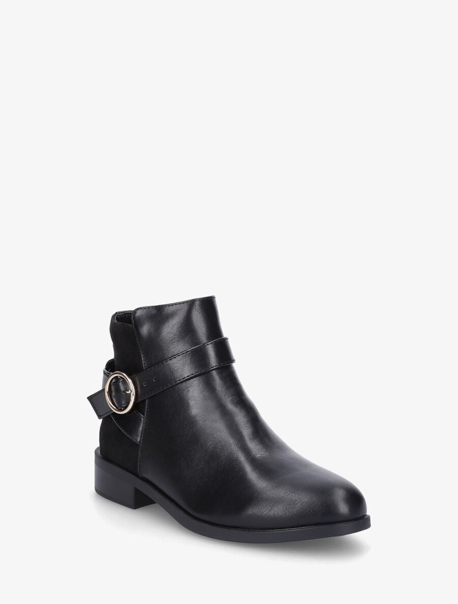 Bottines en simili à boucle ronde - Noir - 2