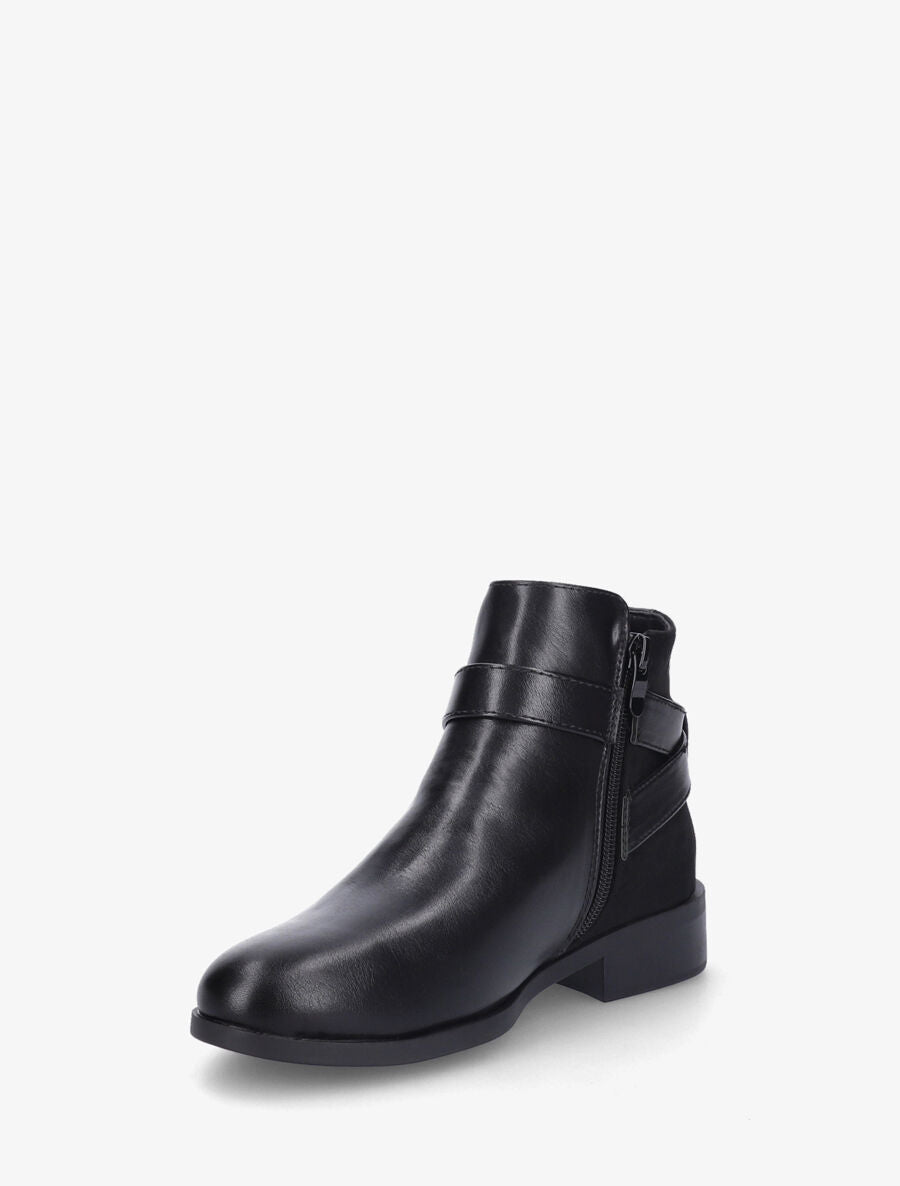 Bottines en simili à boucle ronde - Noir - 3