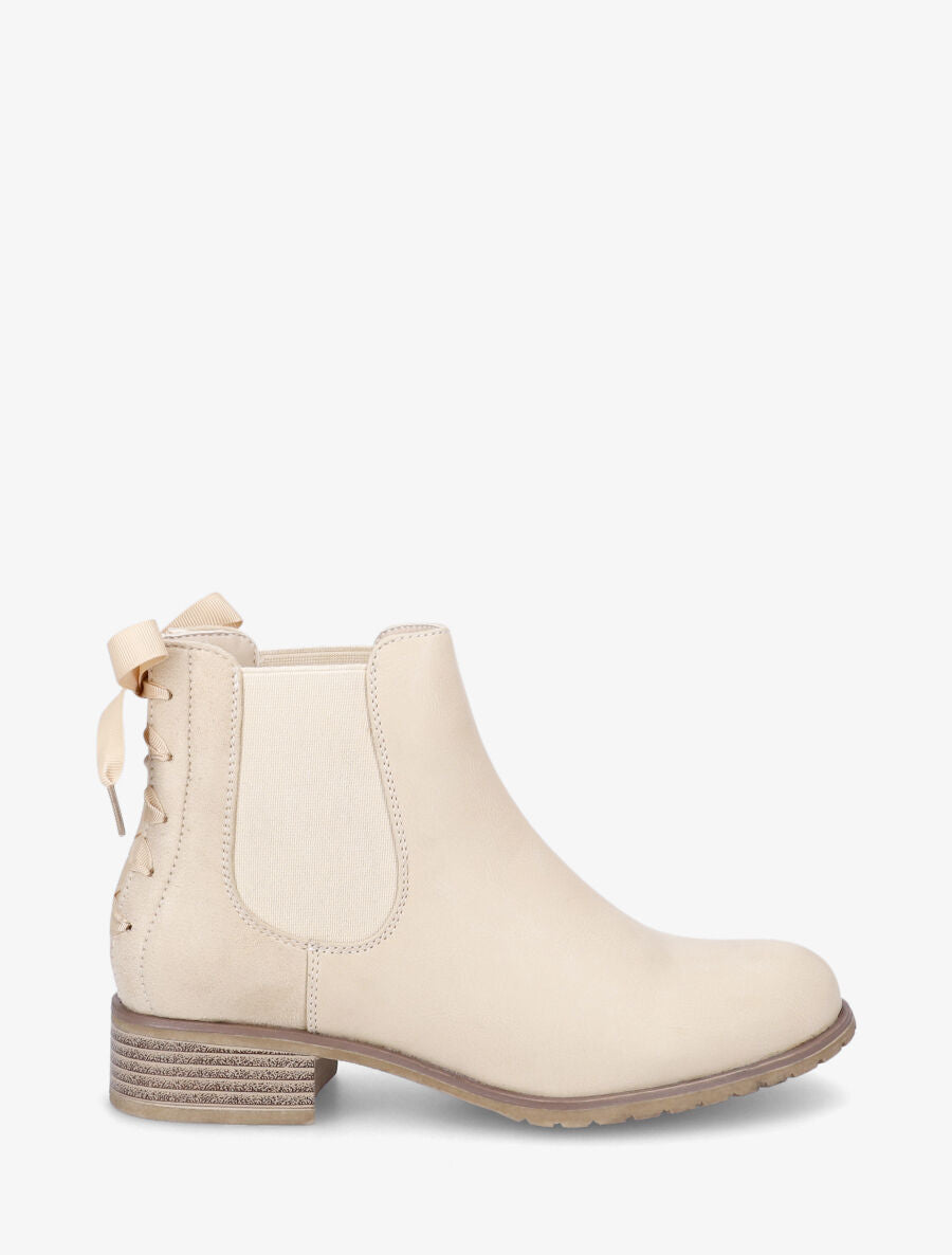 Bottines à contrefort style corset - Beige - 5
