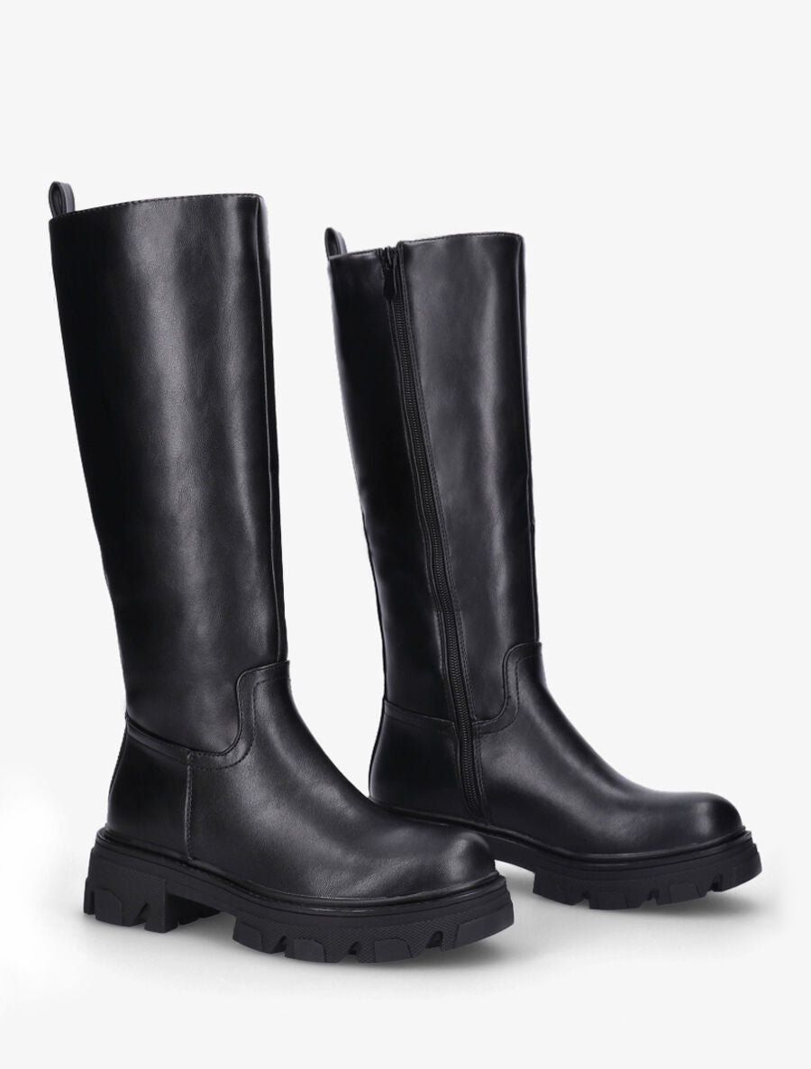 Bottes plates en simili - Noir - 4