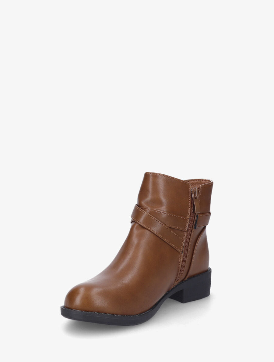 Bottines plates à boucle fantaisie - Camel - 3