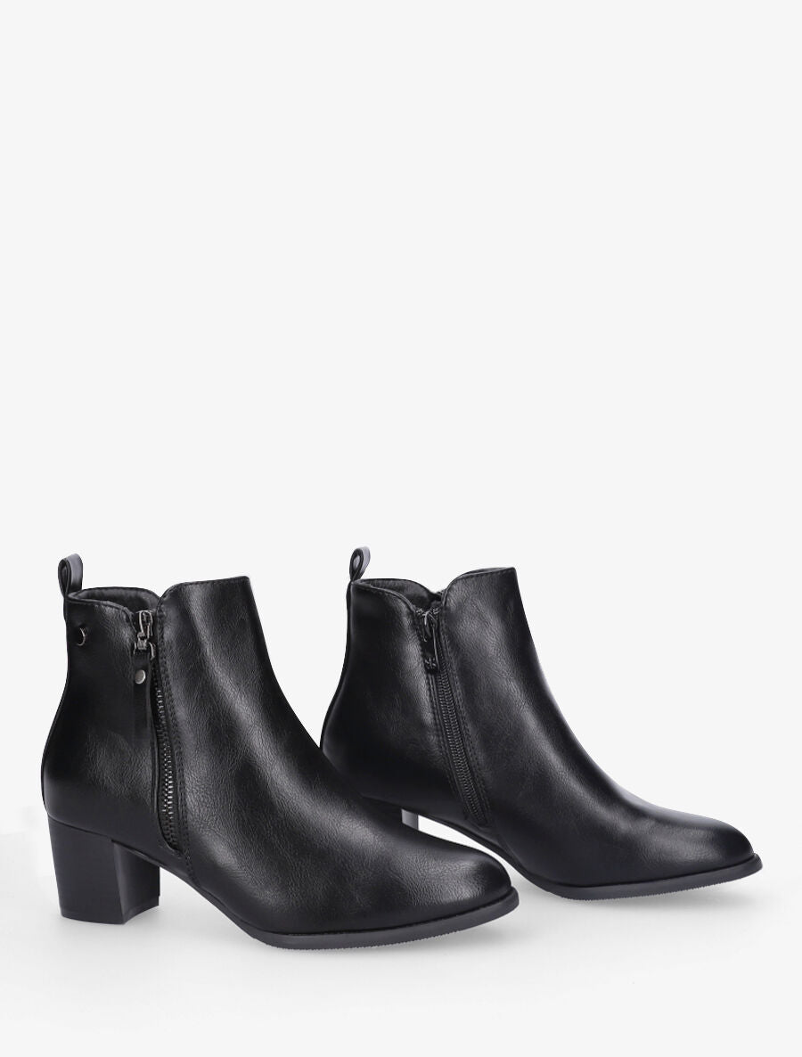 Bottines à zip classiques en simili - Noir - 4