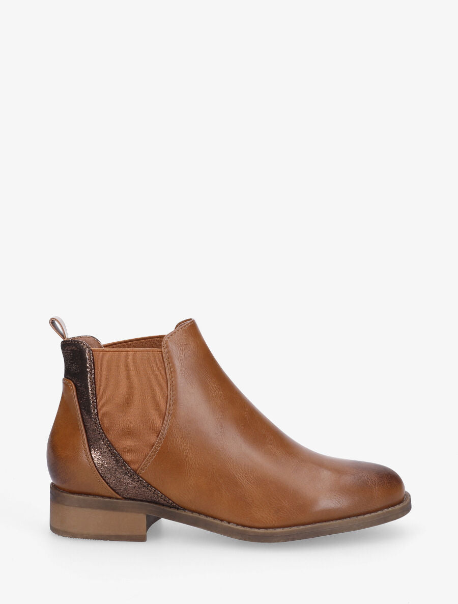 Bottines plates irisées - Camel - 6
