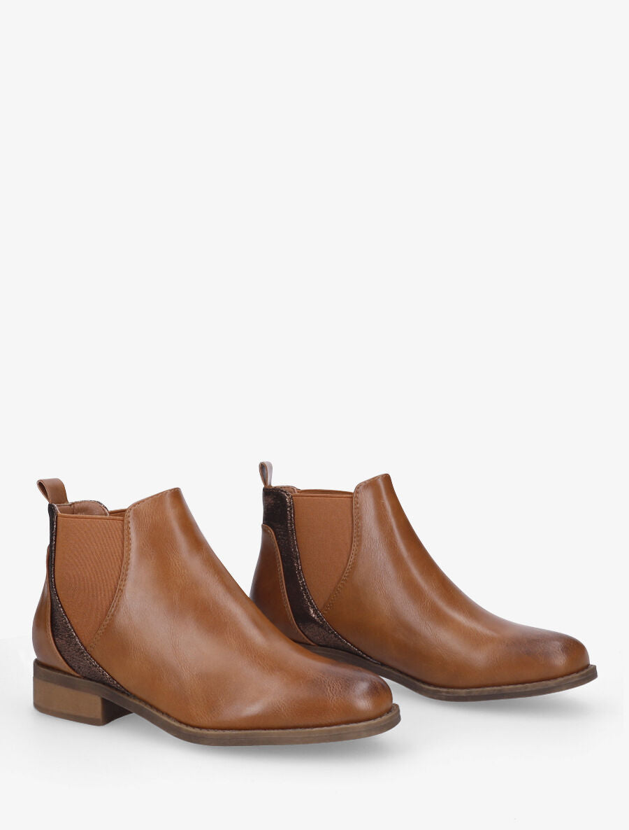 Bottines plates irisées - Camel - 5