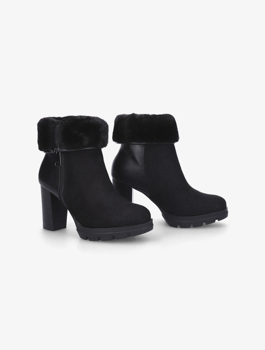 Bottines fourrées bimatières noir - Noir - 4
