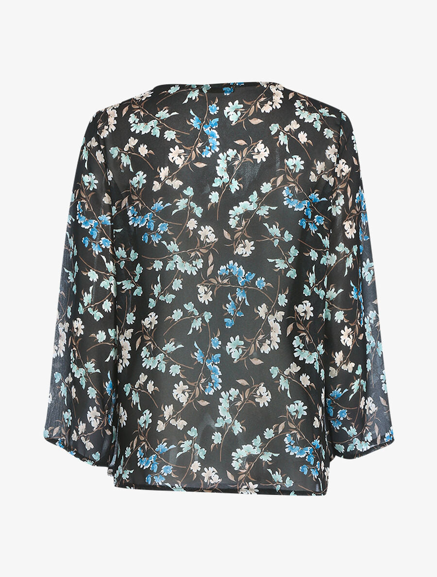 Top à imprimé champêtre et sequins - Noir - 2