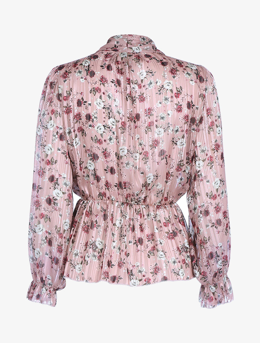 Top en voile à basque - Rose - 2