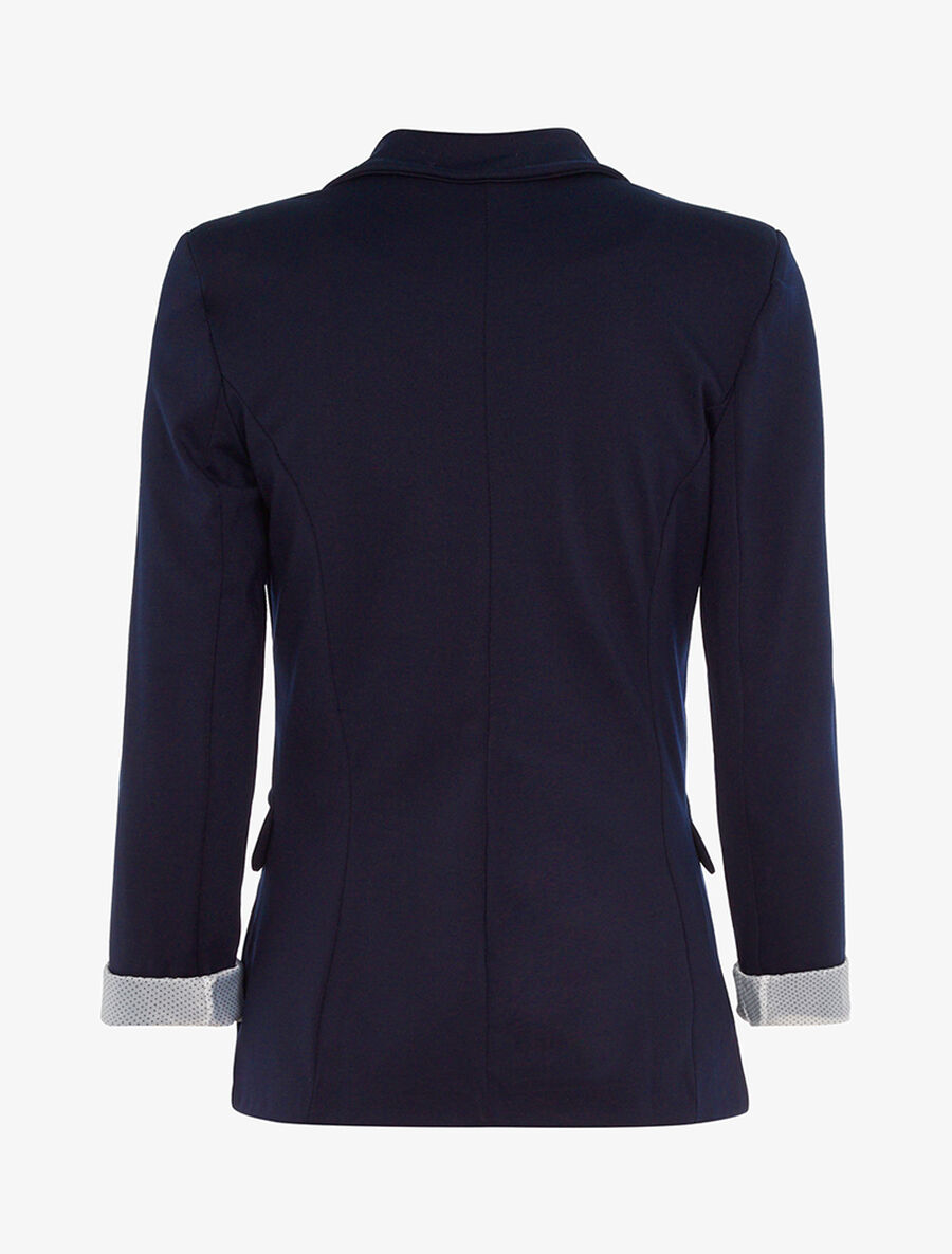 Blazer casual doublure imprimé à pois - Marine - 2