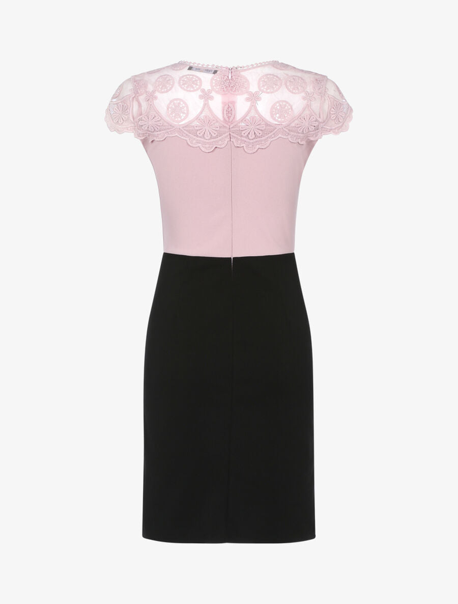 Robe fourreau à haut de buste dentelle - Rose/noir - 2