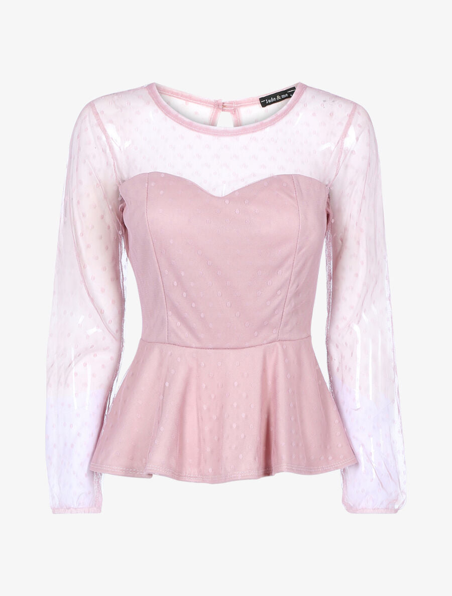 Top coupe péplum à pois - Rose - 1