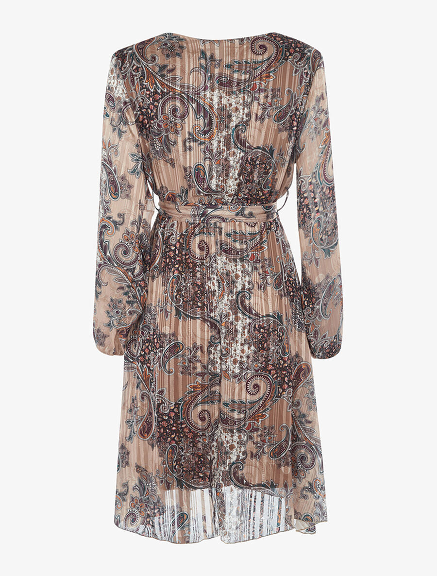 Robe cache-coeur fluide imprimé - Taupe - 2