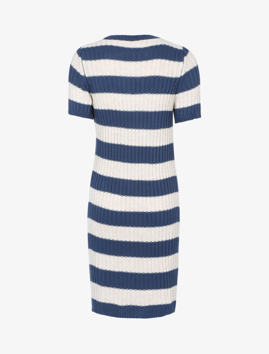 Robe pull à rayures - Bleu charrette/beige - 2