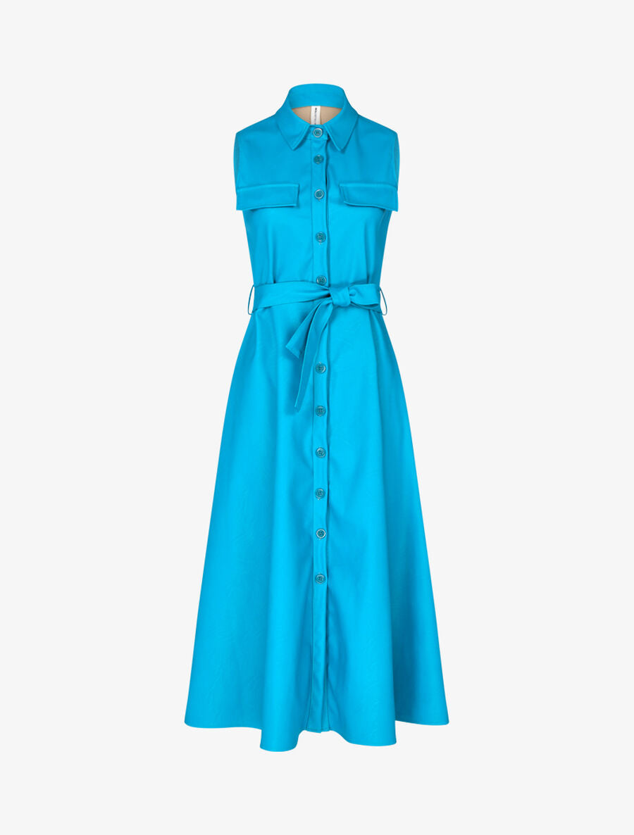 Robe chemise en simili - Turquoise - 1