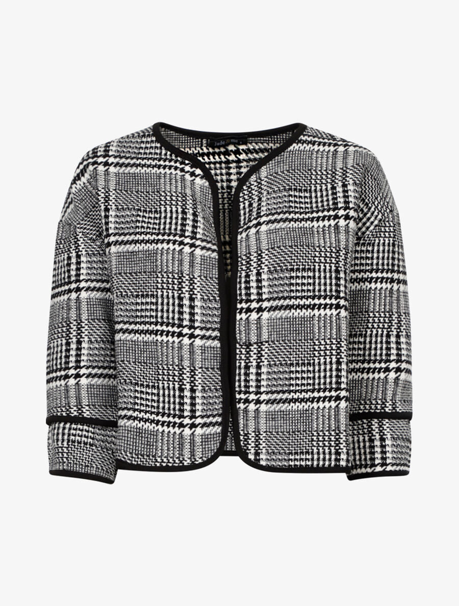 Veste courte effet tweed - Blanc/noir - 1