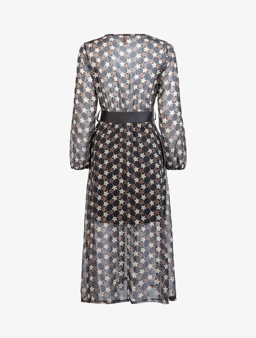 Robe longue à imprimé fleuri - Noir - 2