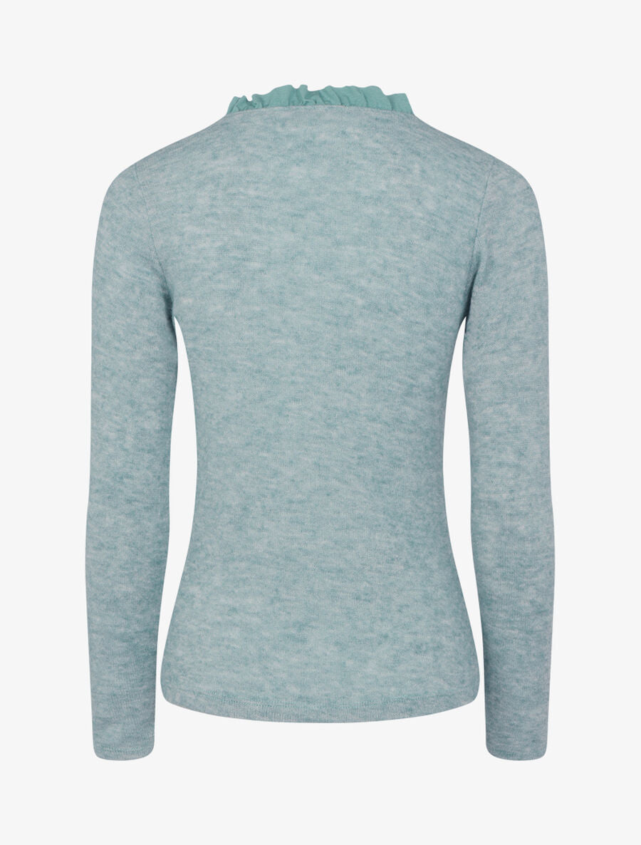 Pull à encolure volantée - Vert menthe - 2