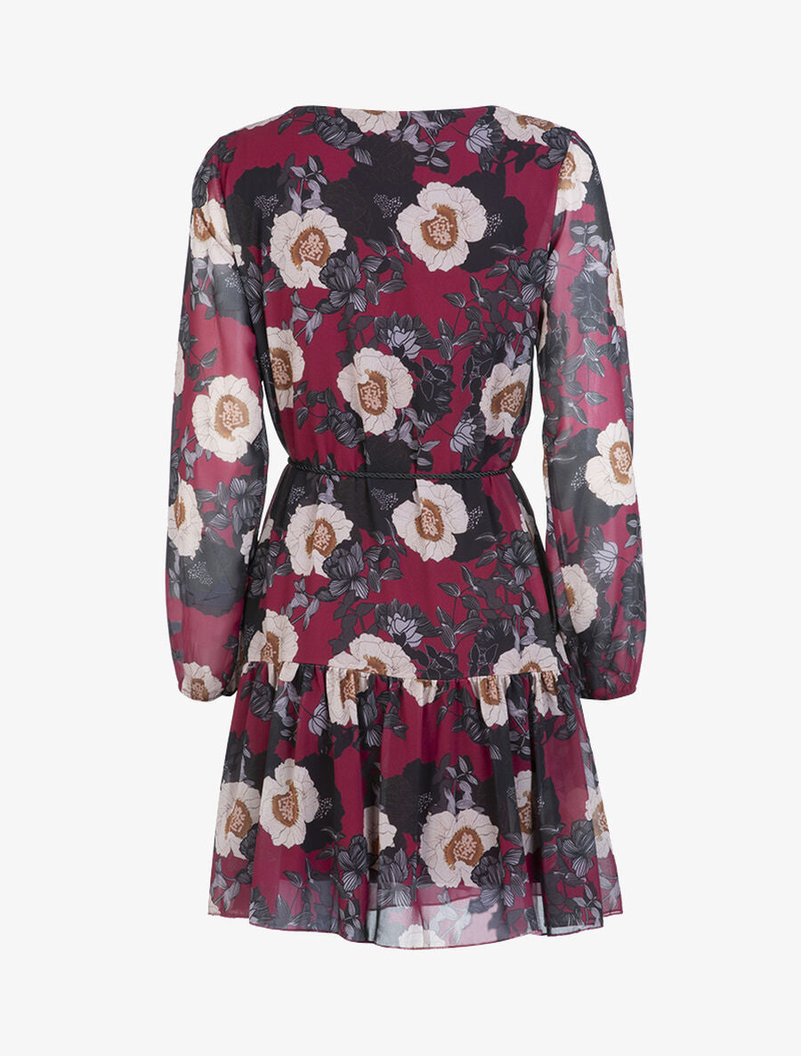 Robe en voile à imprimé floral - Lie de vin - 2