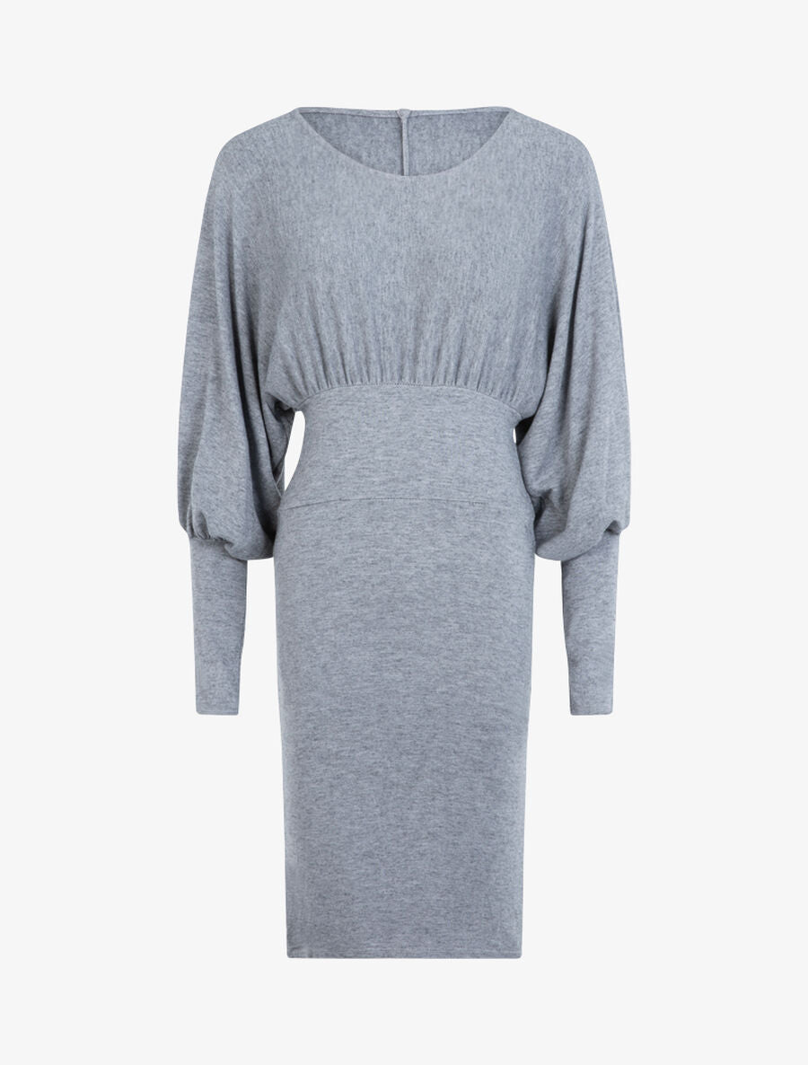 Robe fourreau à buste chauve souris - Gris clair - 1
